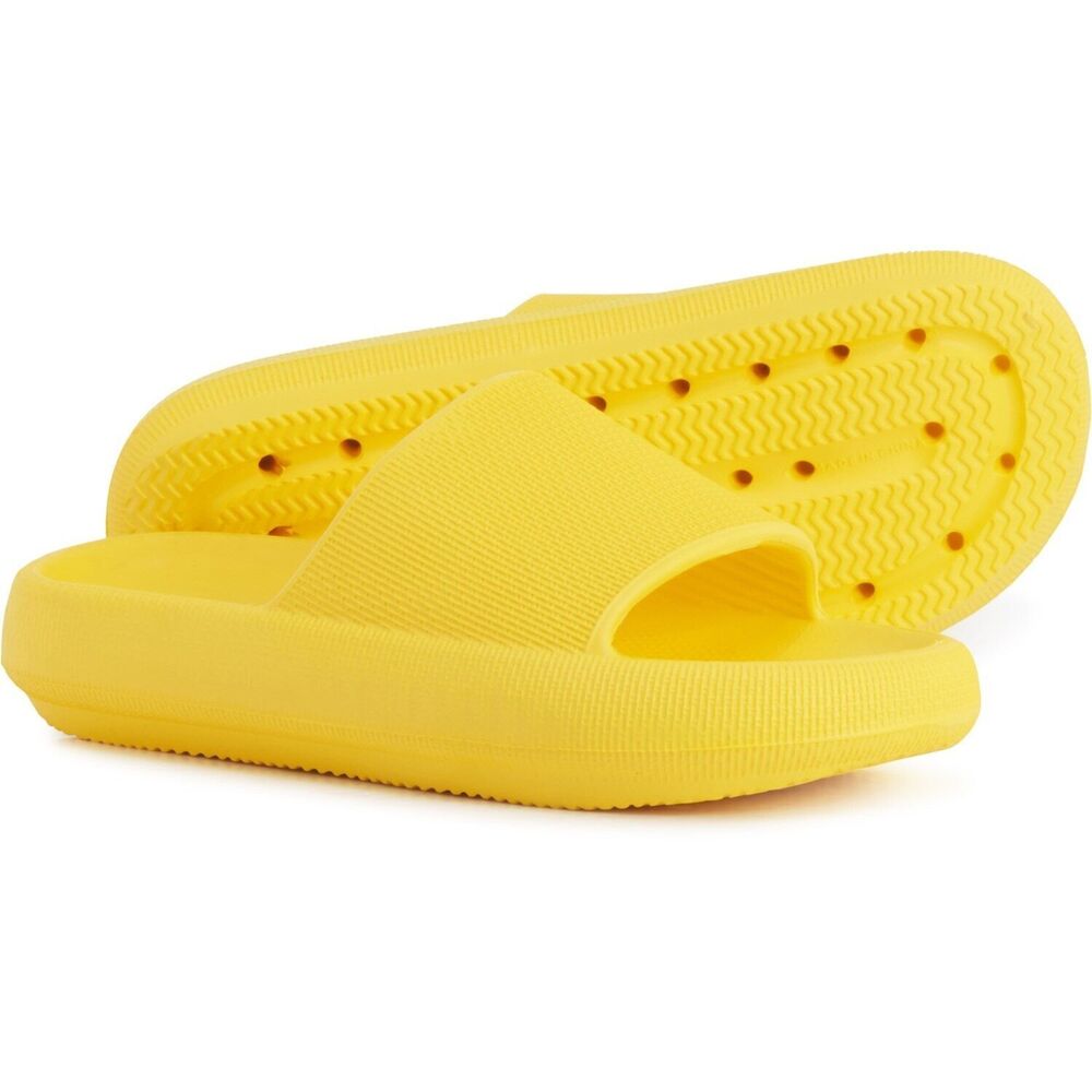 CUSHIONAIRE Yellow Feather Platform Recovery Cloud Slide Sandals - US 7